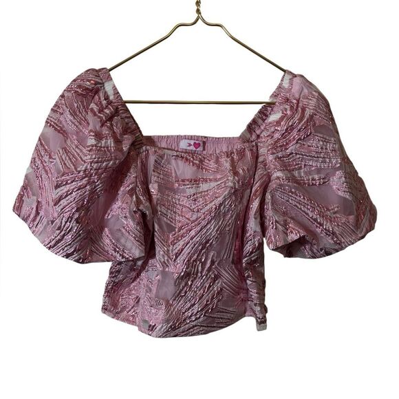BUDDY LOVE | small blouse cropped bubble puff sleeve top - Picture 1 of 5